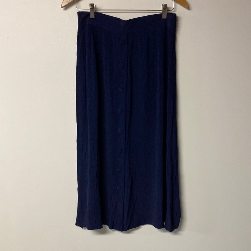 NYCC Vintage Navy Pleated Midi Skirt